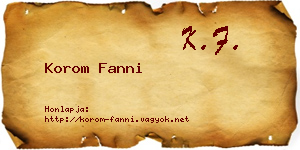 Korom Fanni névjegykártya